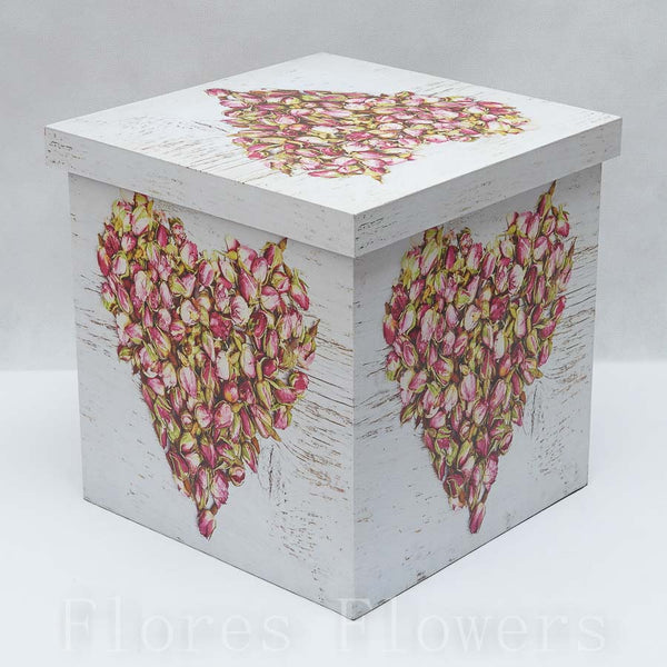 Dekoračná krabica drevená, srdce, 28x28x30cm