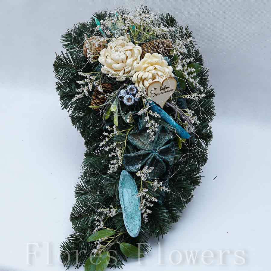 Slza čečinová, krémovo-modrá, 50x28cm