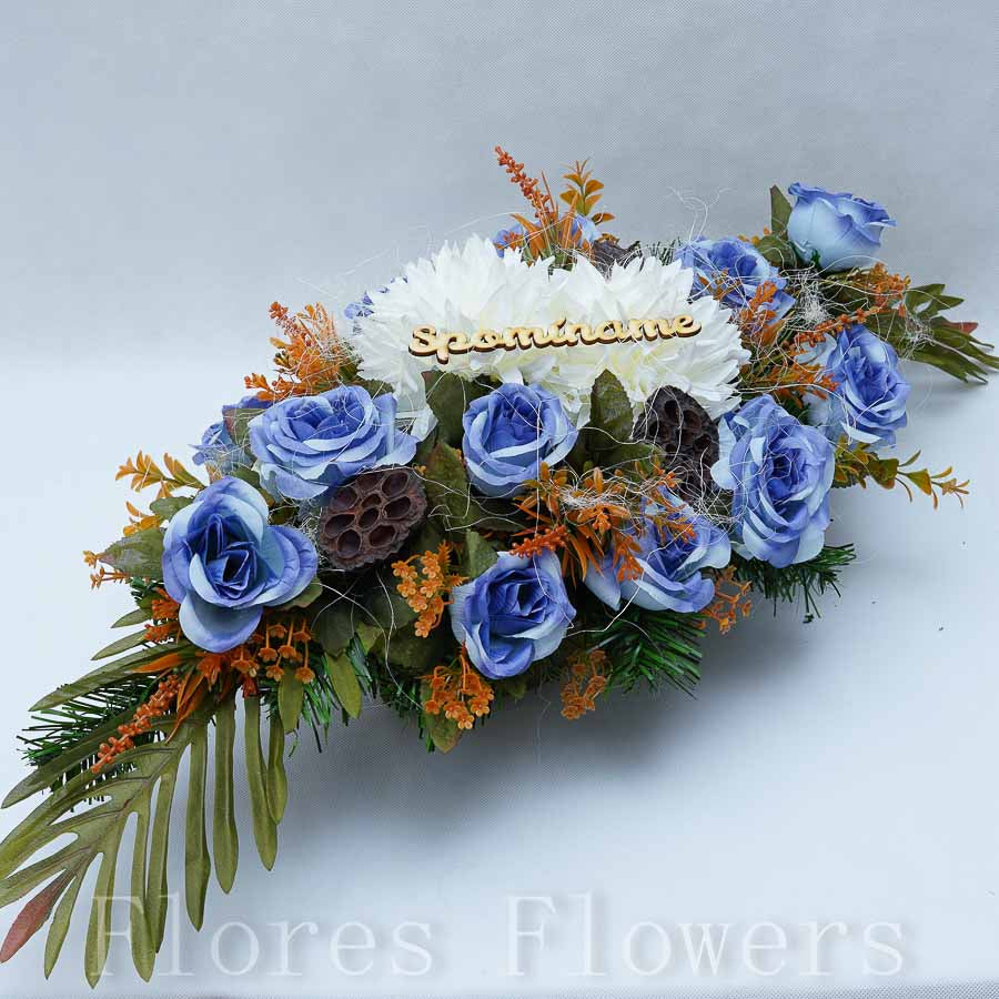 Ikebana zaťažená 70x30cm, krémovo-modrá