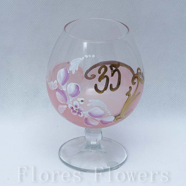 Pohár jubilejný 35, ružový, 15cm