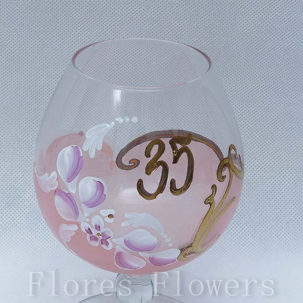 Pohár jubilejný 35, ružový, 15cm