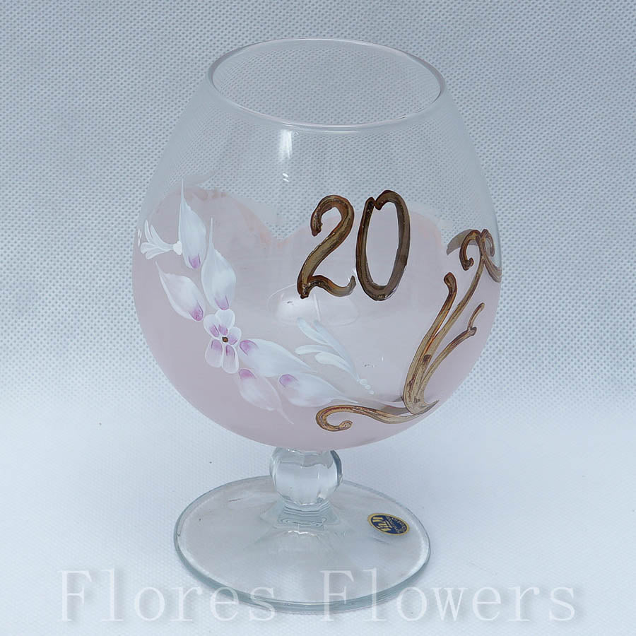 Pohár jubilejný 20, ružový,15cm