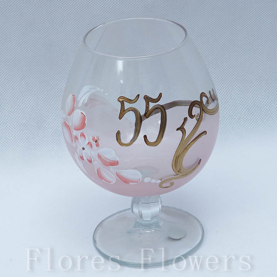 Pohár jubilejný 55, ružový, 15cm