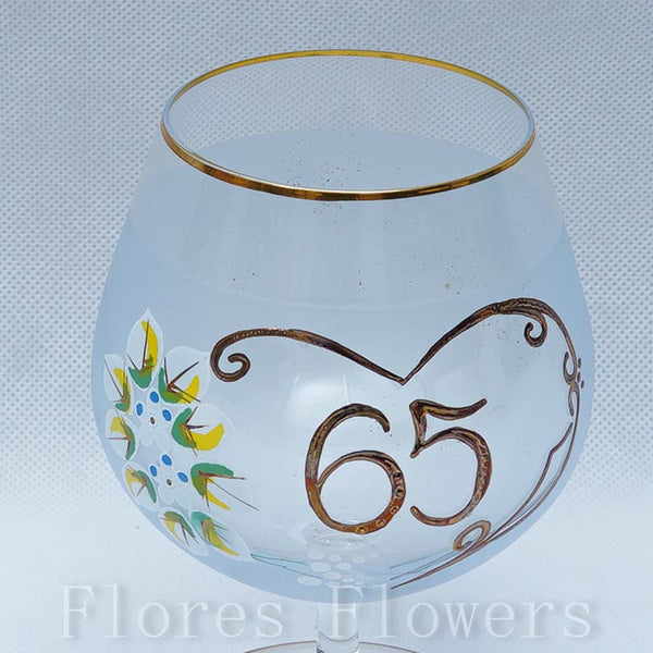 Pohár jubilejný 65, modrý, 13cm