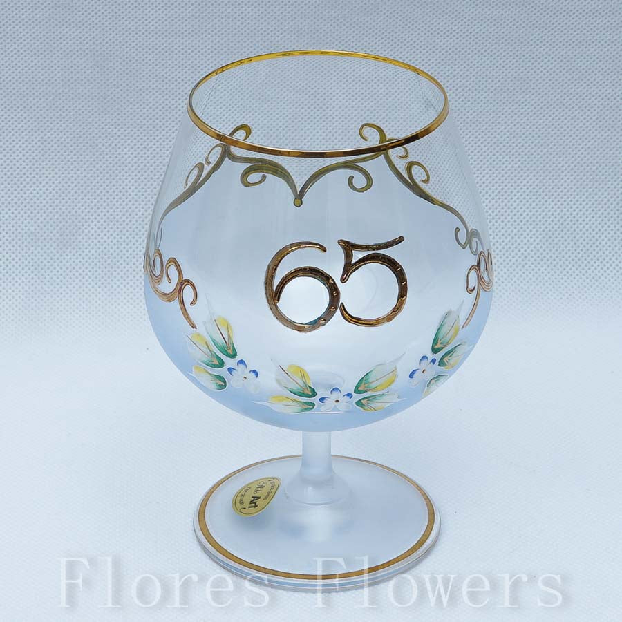 Pohár jubilejný 65, modrý, 13cm