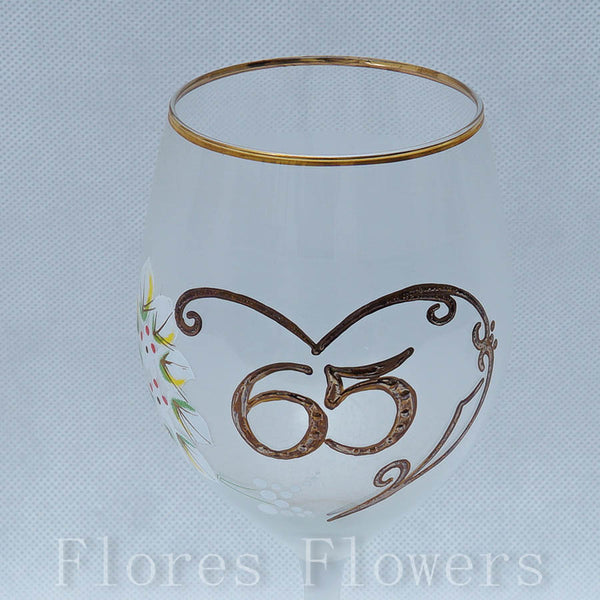 Pohár jubilejný 65, biely, 20cm