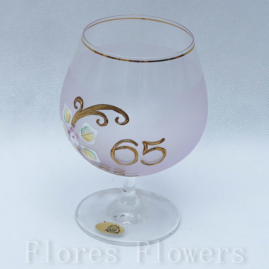 Pohár jubilejný 65, ružový, 13cm