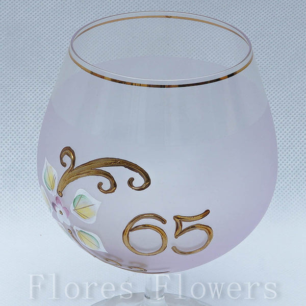 Pohár jubilejný 65, ružový, 13cm