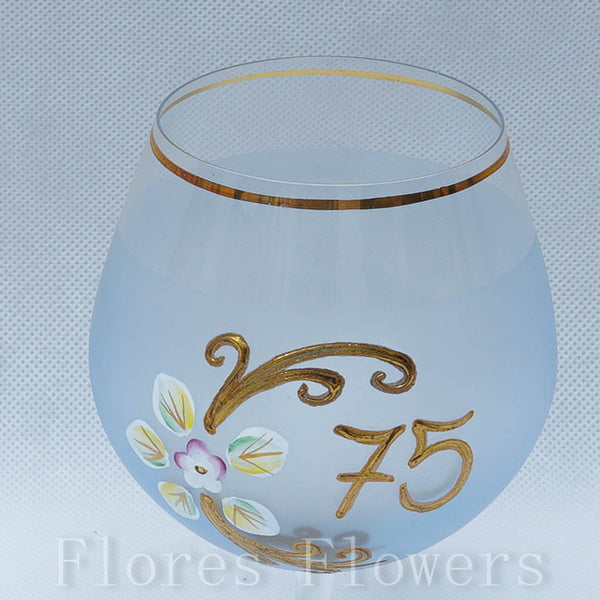 Pohár jubilejný 75, modrý, 13cm