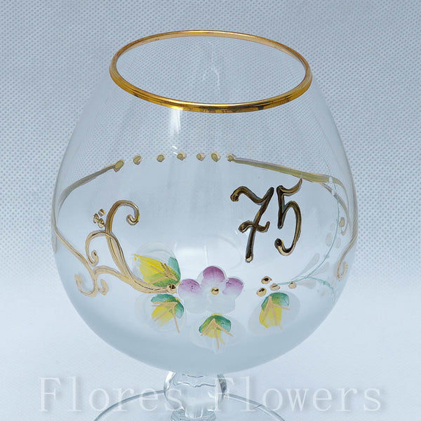 Pohár jubilejný 75, biely, 15cm