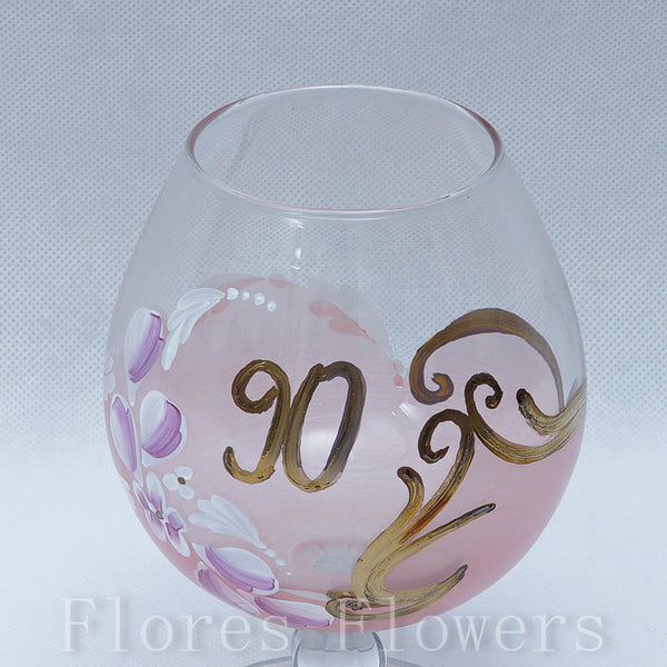 Pohár jubilejný 90 ružový, 15cm