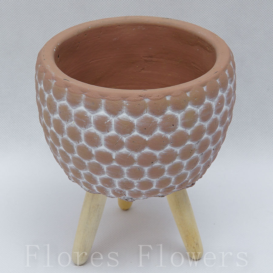 Obal na nožičkách 16 x 13 cm, TERAKOTA, cement