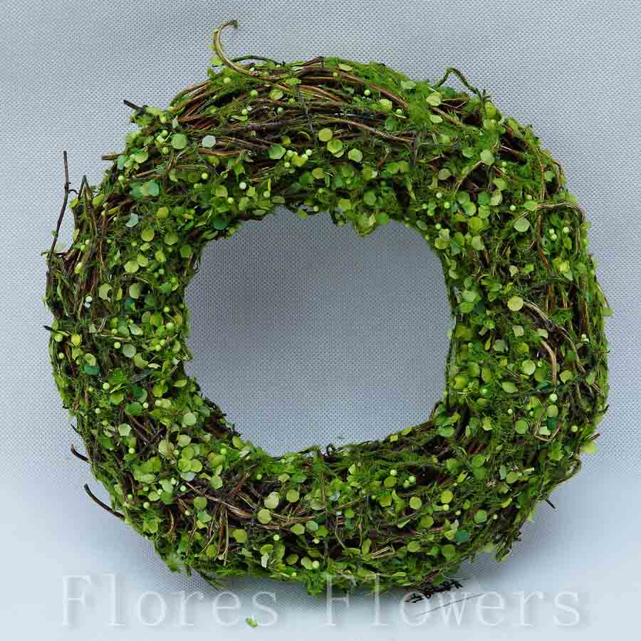 Prútený venček zelený 25x6cm