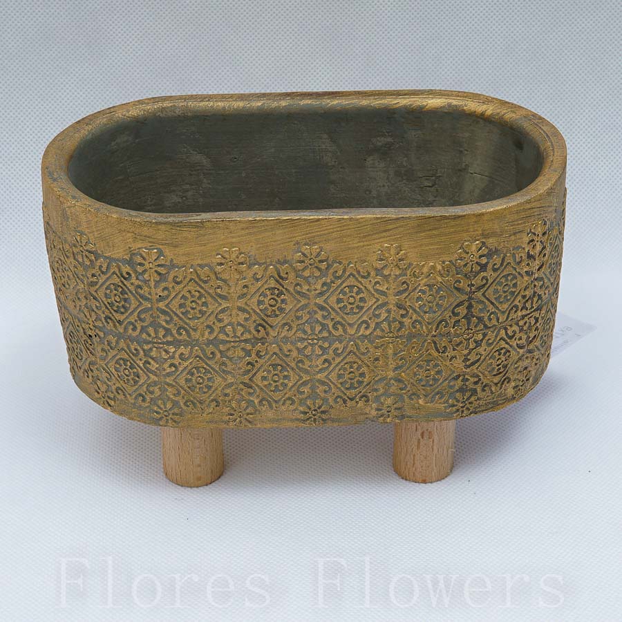 Obal na nožičkách 11x17x9 cm, MEDENÁ, cement