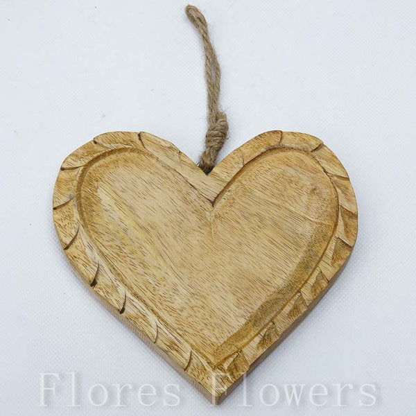 Srdce drevené závesné 14 x 15 cm
