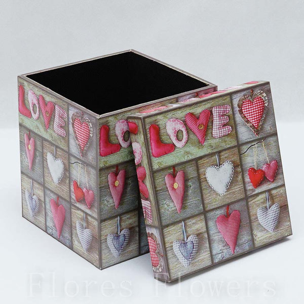 Dekoračná krabica drevená, srdce, 18x18x20cm