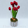 Dekorácia s tulipánmi, červená, 40x12cm
