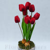 Dekorácia s tulipánmi, červená, 40x12cm