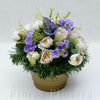 Ikebana zaťažená, krémovo-fialová, 24x24cm