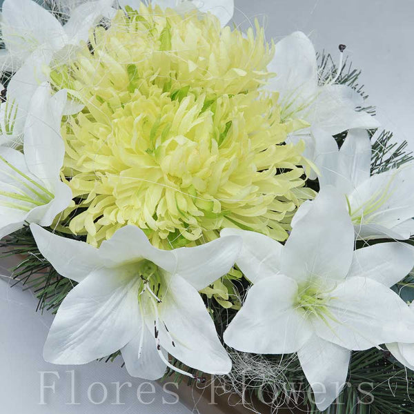 Ikebana zaťažená 60x30cm, krémovo- zelená