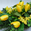 Ikebana jarná zaťažená, žltá, 25x50x18cm