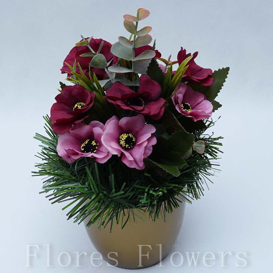 Ikebana zaťažená URNA, 22x15cm, bordovo-ružová