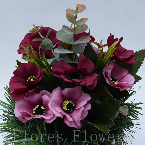 Ikebana zaťažená URNA, 22x15cm, bordovo-ružová