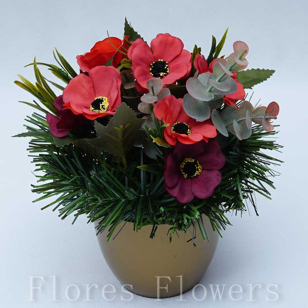 Ikebana zaťažená URNA, 22x15cm, bordovo- červená