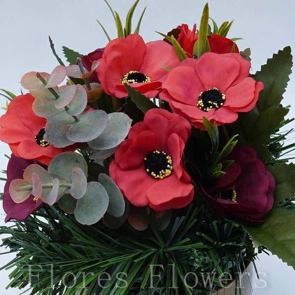 Ikebana zaťažená URNA, 22x15cm, bordovo- červená