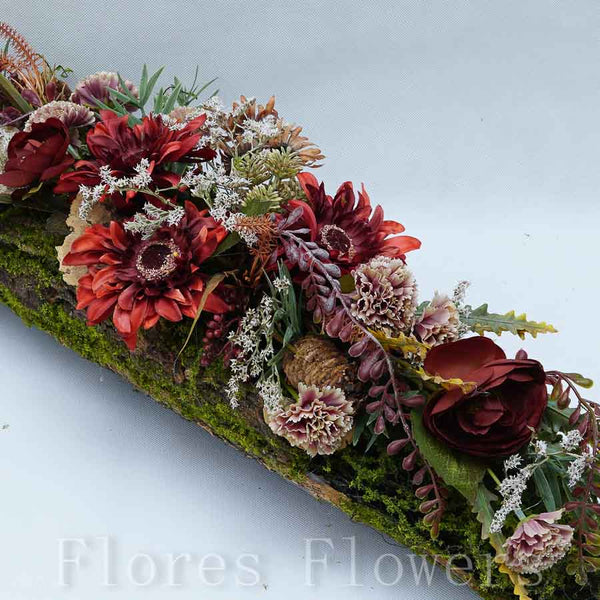 Dekorácia na kôre, bordová, 70x25x15cm