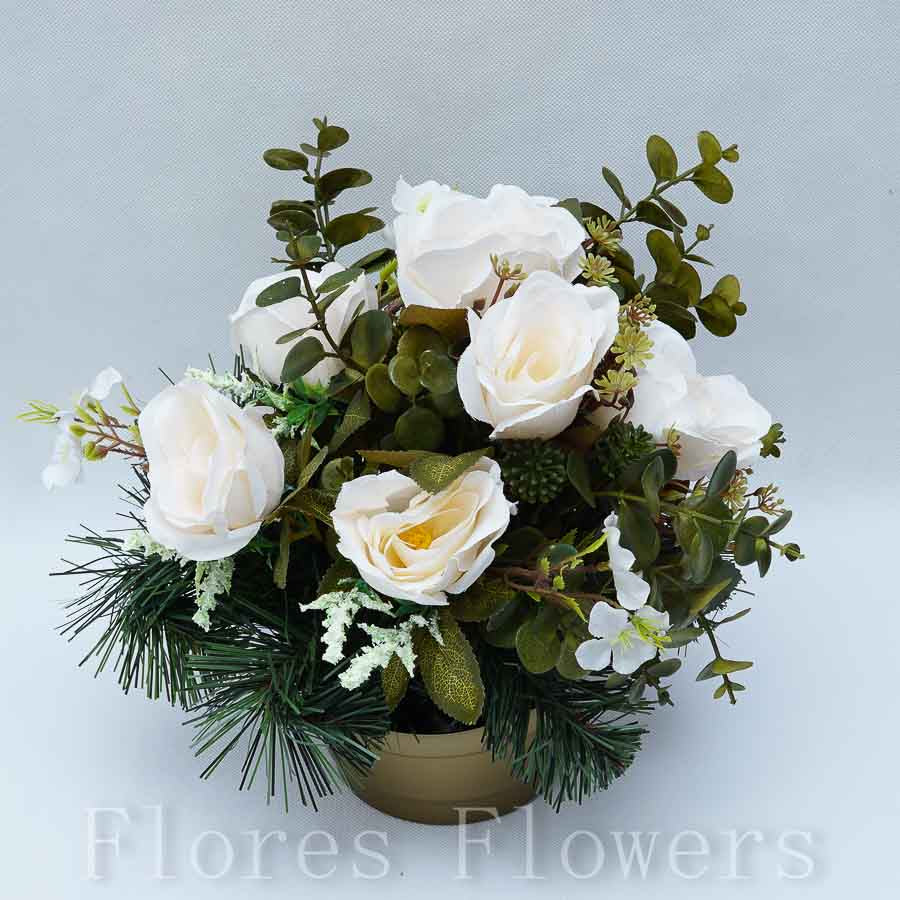 Ikebana zaťažená 26x26cm, krémová