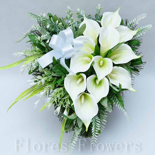 Ikebana zaťažená, kala, krémovo-zelená, 30x36x25cm