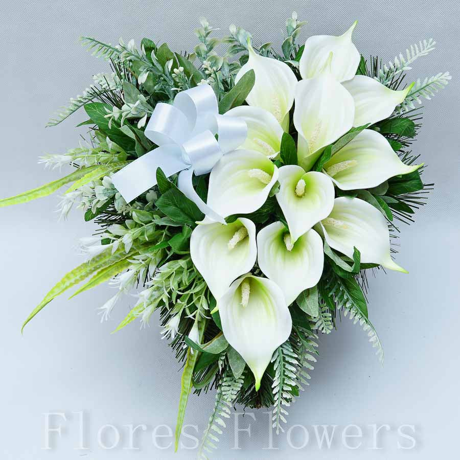 Ikebana zaťažená, kala, krémovo-zelená, 30x36x25cm