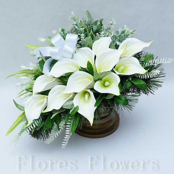 Ikebana zaťažená, kala, krémovo-zelená, 30x36x25cm