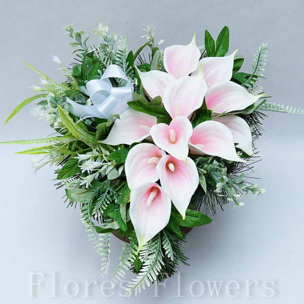 Ikebana zaťažená, kala, ružová, 30x36x25cm