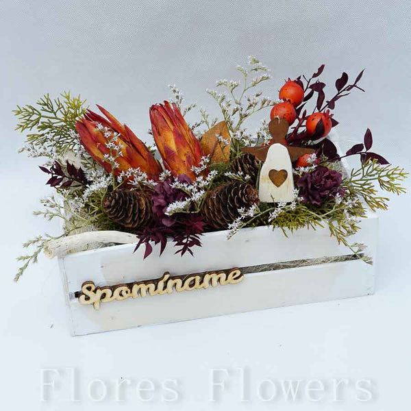 Dekorácia v drevenom obale, 29x15x15cm, prírodná