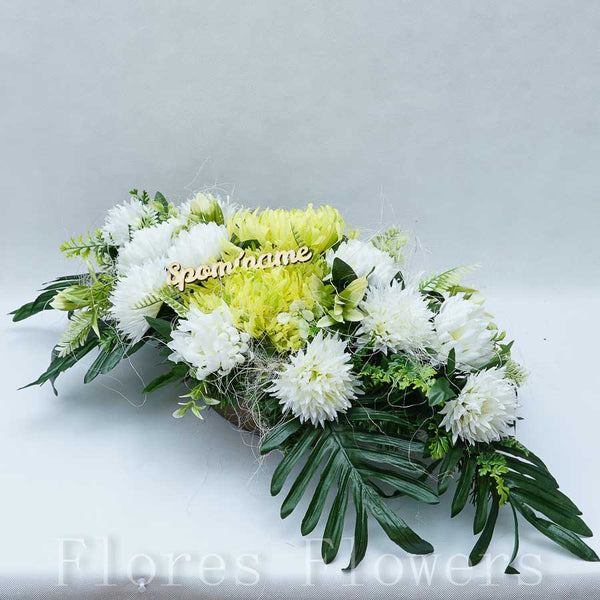 Ikebana zaťažená 70x30x20cm, krémovo-zelená