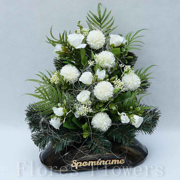 Ikebana zaťažená, krémová, 45x35cm