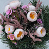 Ikebana zaťažená s trávou, ružová, 30x18cm