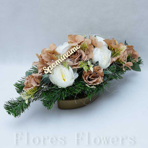 Ikebana zaťažená, 60x25x22cm, krémovo-hnedá