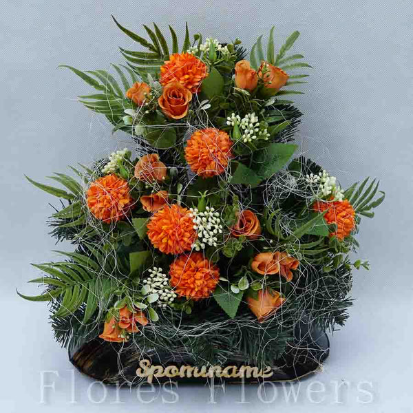 Ikebana zaťažená, oranžová, 45x35cm