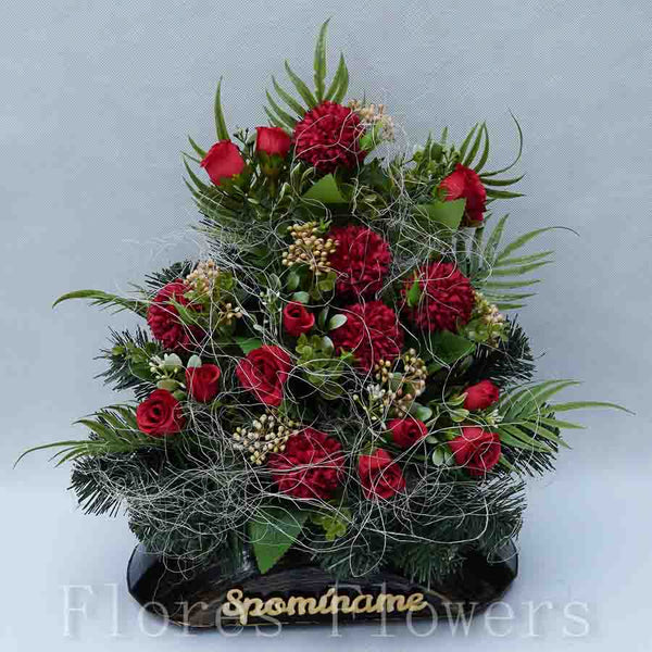 Ikebana zaťažená, červená, 45x35cm