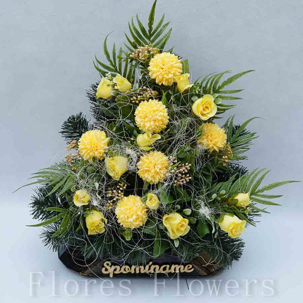 Ikebana zaťažená, žltá, 45x35cm