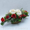 Ikebana zaťažená, 60x30x25cm, krémovo-červená