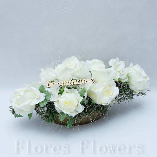 Ikebana zaťažená krémová, 48x25cm