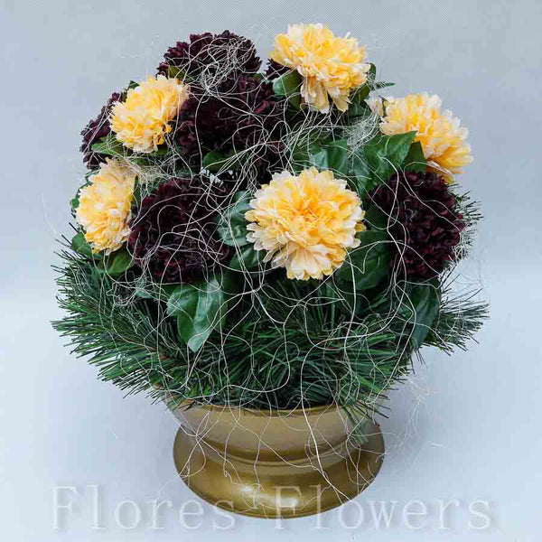 Ikebana zaťažená,35x32cm, bordovo-marhuľová