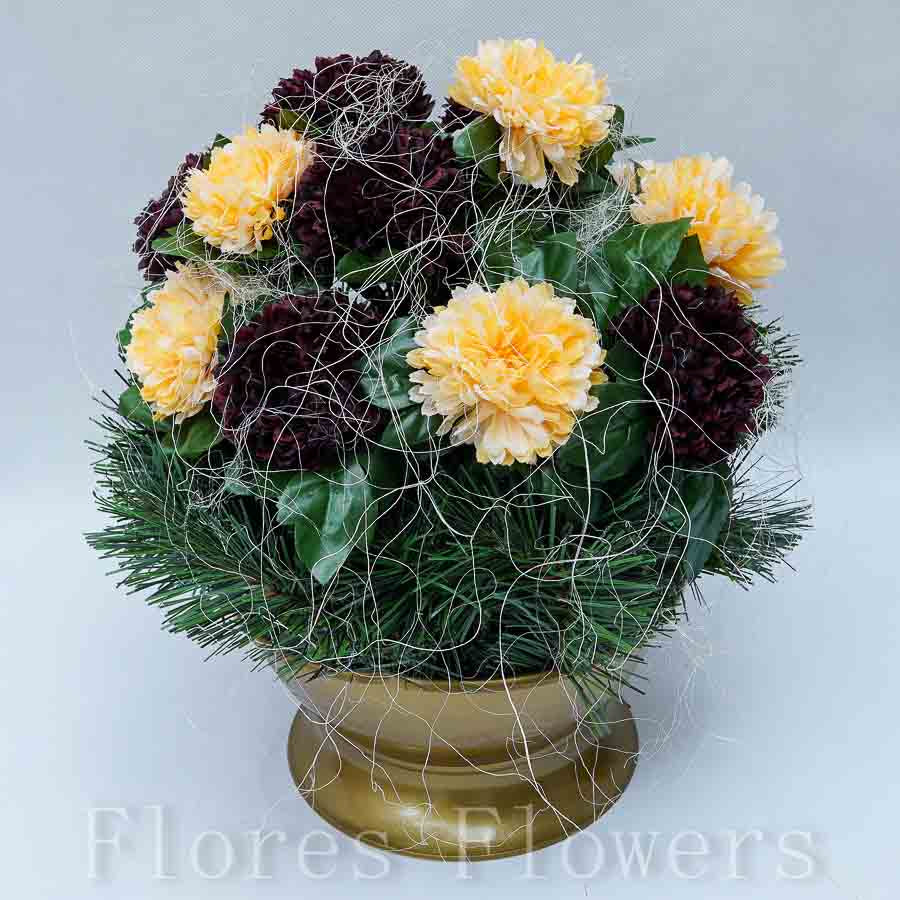 Ikebana zaťažená,35x32cm, bordovo-marhuľová