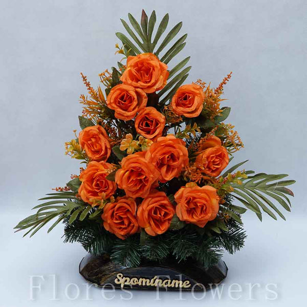 Ikebana zaťažená, 50x45cm, oranžová