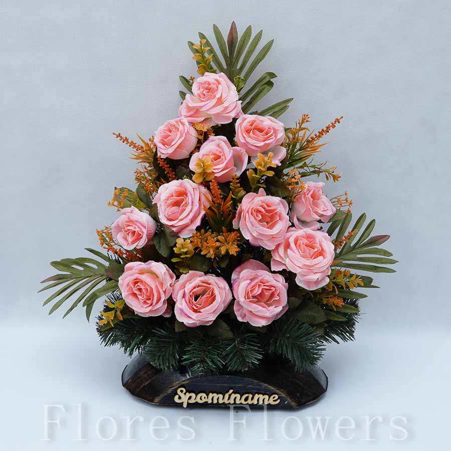 Ikebana zaťažená, 50x45cm, ružová