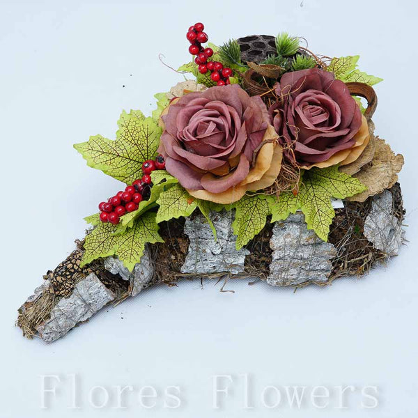 Dekorácia v drevenom srdiečku, 35x23cm, hnedá